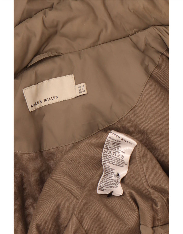 KAREN MILLEN Jachetă căptușită cu glugă pentru femei UK 12 Medium Bej Poliamidă