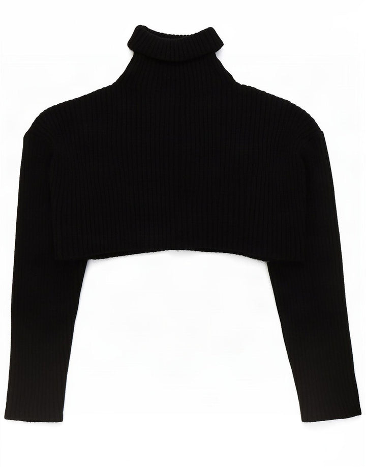Pulover oversize pentru femei Zara, cu gât rulat, mic, negru