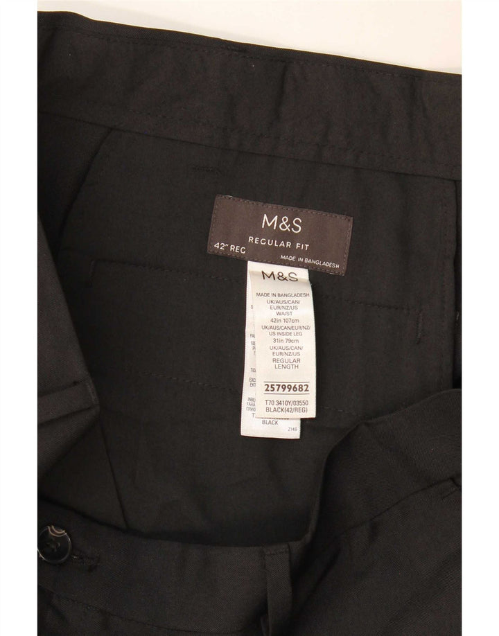 Marks & Spencer Pantaloni de costum pentru bărbați, drepti, cu croiala normală, L42 L31, negri