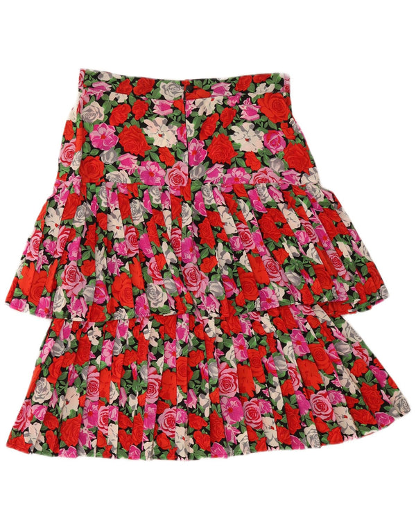 Fusta cu etaje plisată pentru femei Vintage IT 46 Large W31 Multicolor Floral