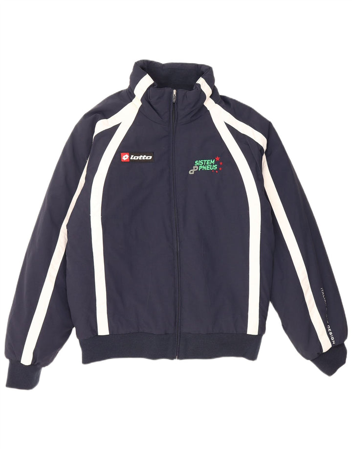 Jachetă de trening grafică pentru bărbați Lotto XL, albastru bleumarin, poliamidă color bloc