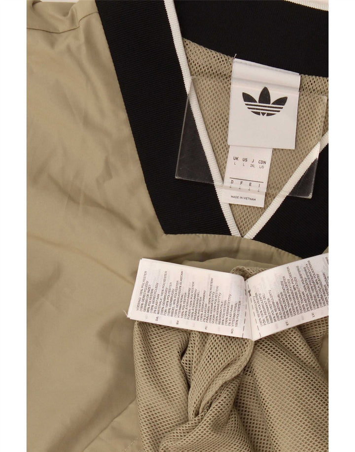 Trening pentru bărbați Adidas Pullover Top mare, bej, poliester color bloc