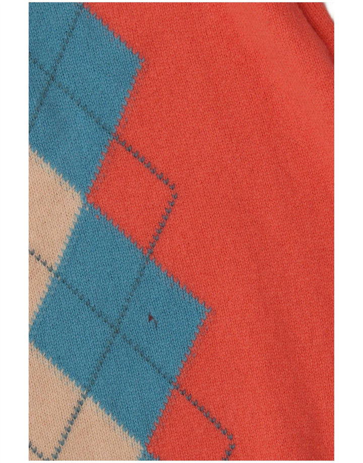 LYLE & SCOTT Pulover cu decolteu în V pentru bărbați XL portocaliu Argyle/Diamond