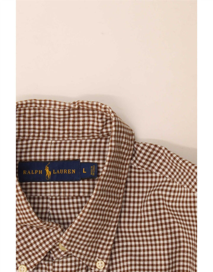Cămașă de flanel pentru bărbați Ralph Lauren, mare, maro, din bumbac