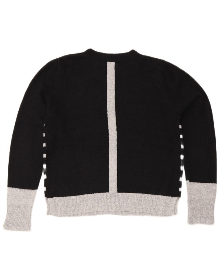Pulover Oasis pentru femei cu decolteu rotund UK 14 Medium Negru cu dungi acrilice