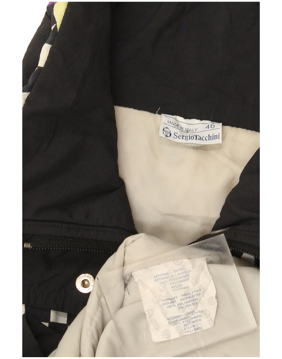 Jachetă de vânt supradimensionată pentru femei Sergio Tacchini IT 46 Large Black Check