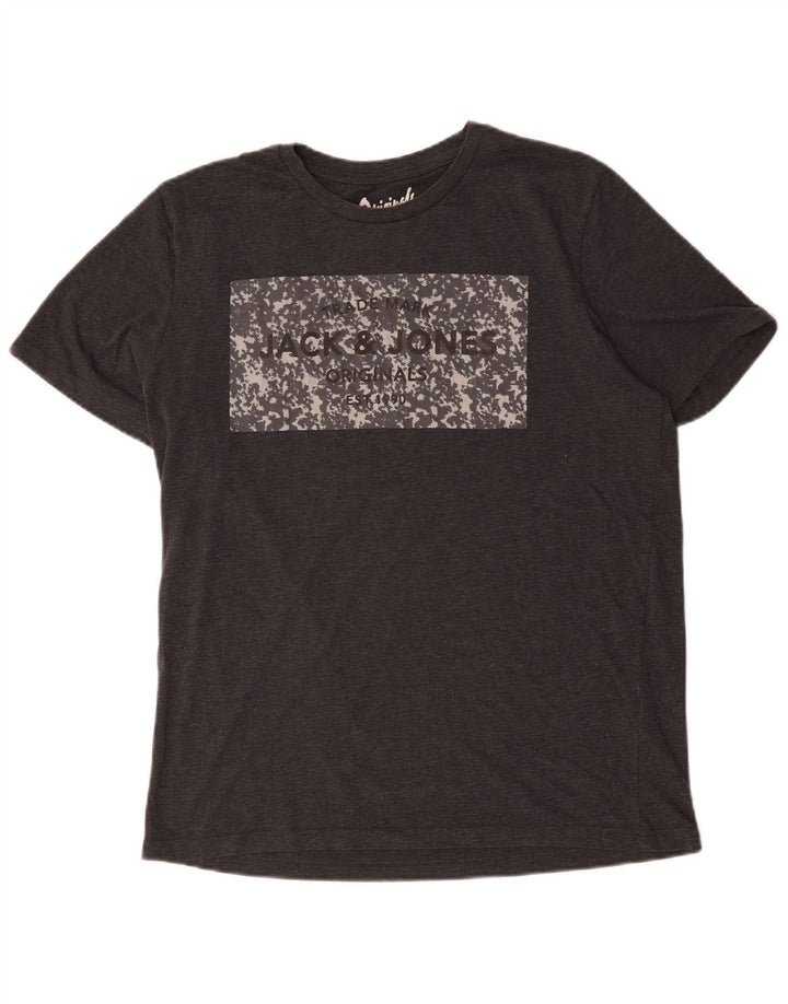 Tricou grafic Jack & Jones pentru bărbați Top XL bumbac gri