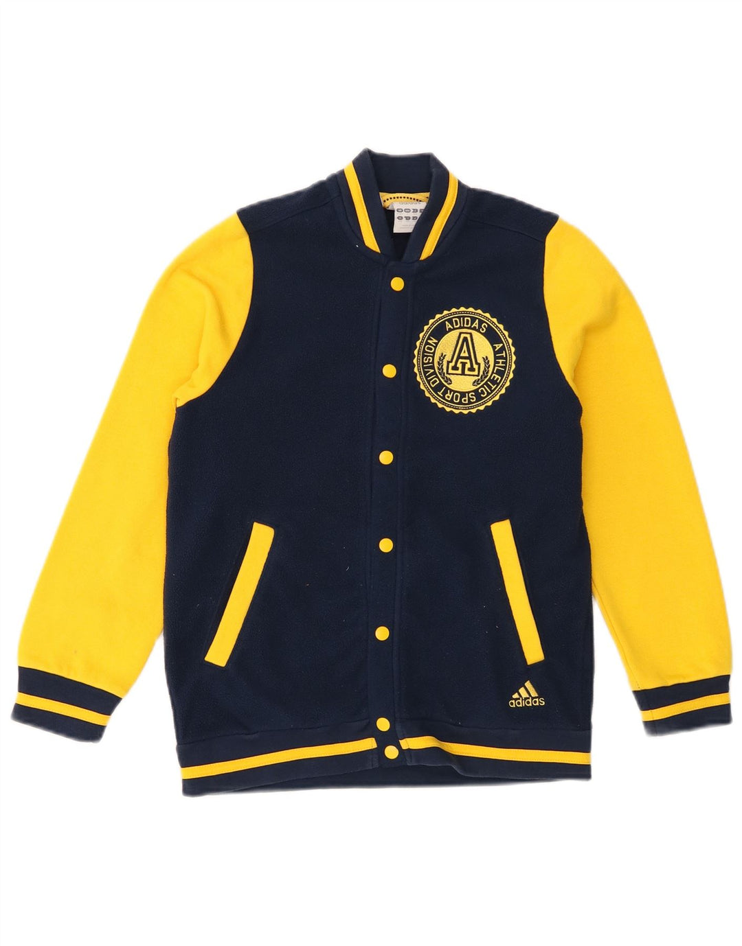 Jachetă fleece grafică Adidas pentru băieți 9-10 ani, albastru bleumarin, color block