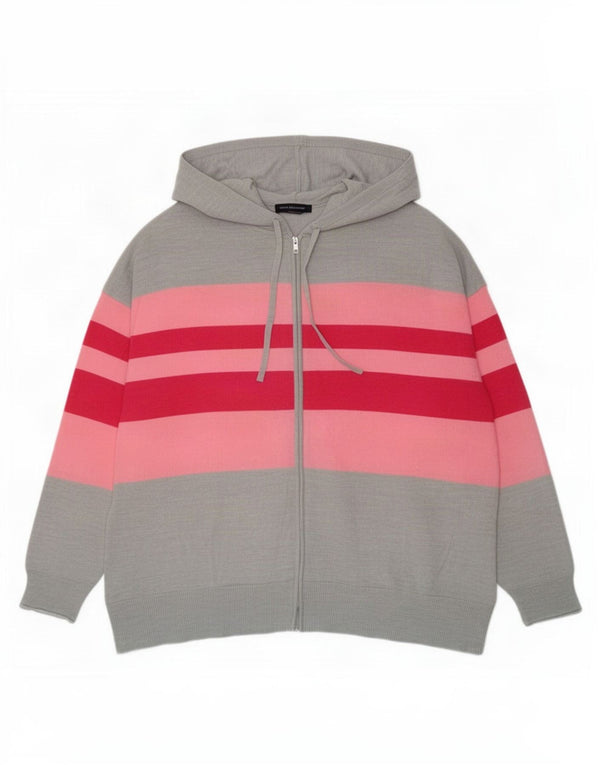 Pulover cardigan cu glugă pentru femei Marks & Spencer UK 18 XL, cu dungi gri