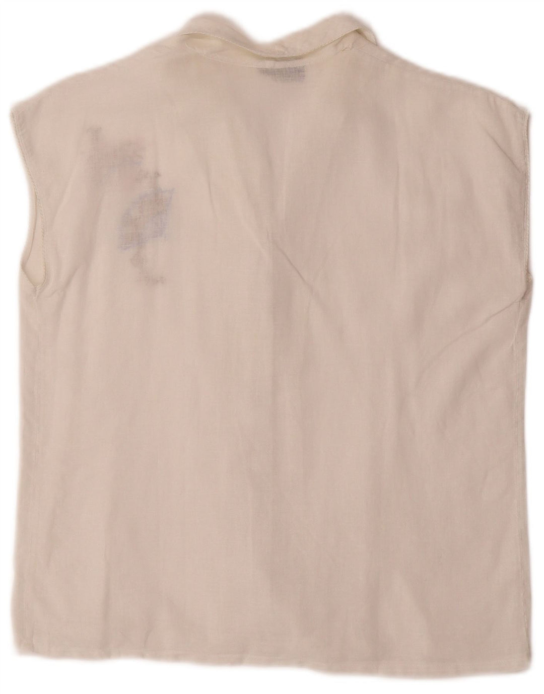 VINTAGE Womens Sleeveless Blouse Top UK 14 Medium White