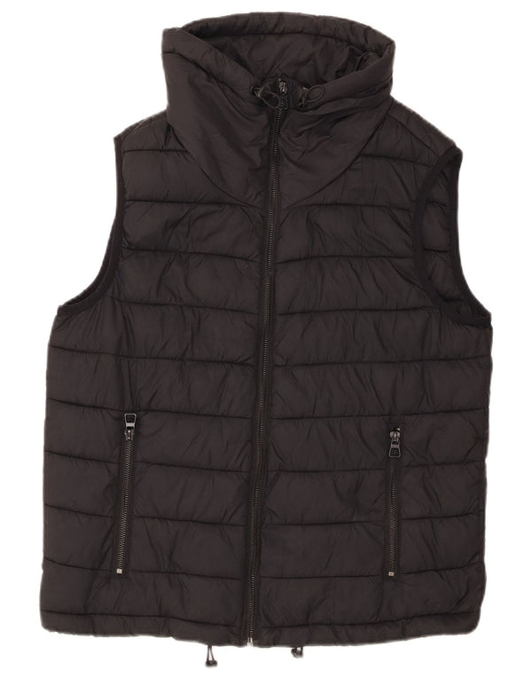 Zara Womens Padded Gilet UK 14 Medium Black Nylon