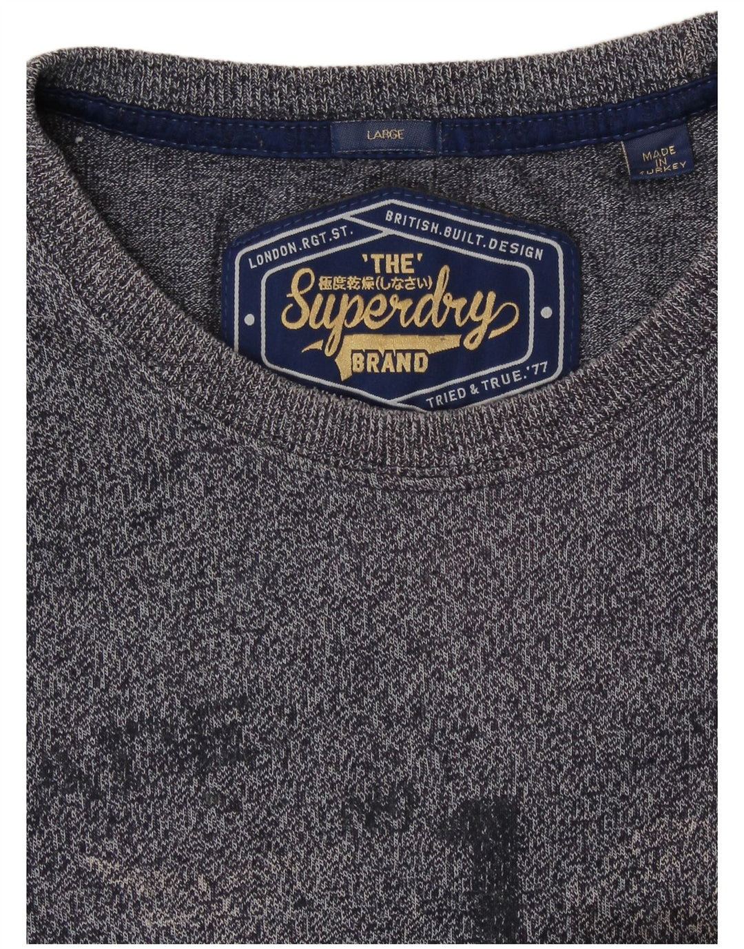 Tricou grafic pentru bărbați SUPERDRY Top mare, albastru bleumarin, bumbac cu pete