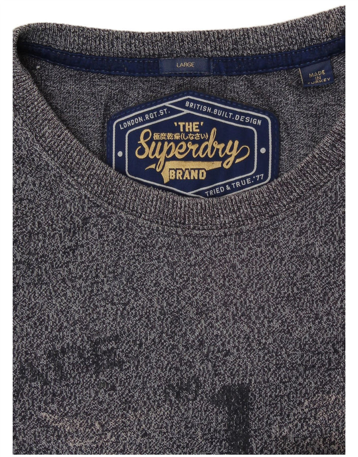 Tricou grafic pentru bărbați SUPERDRY Top mare, albastru bleumarin, bumbac cu pete