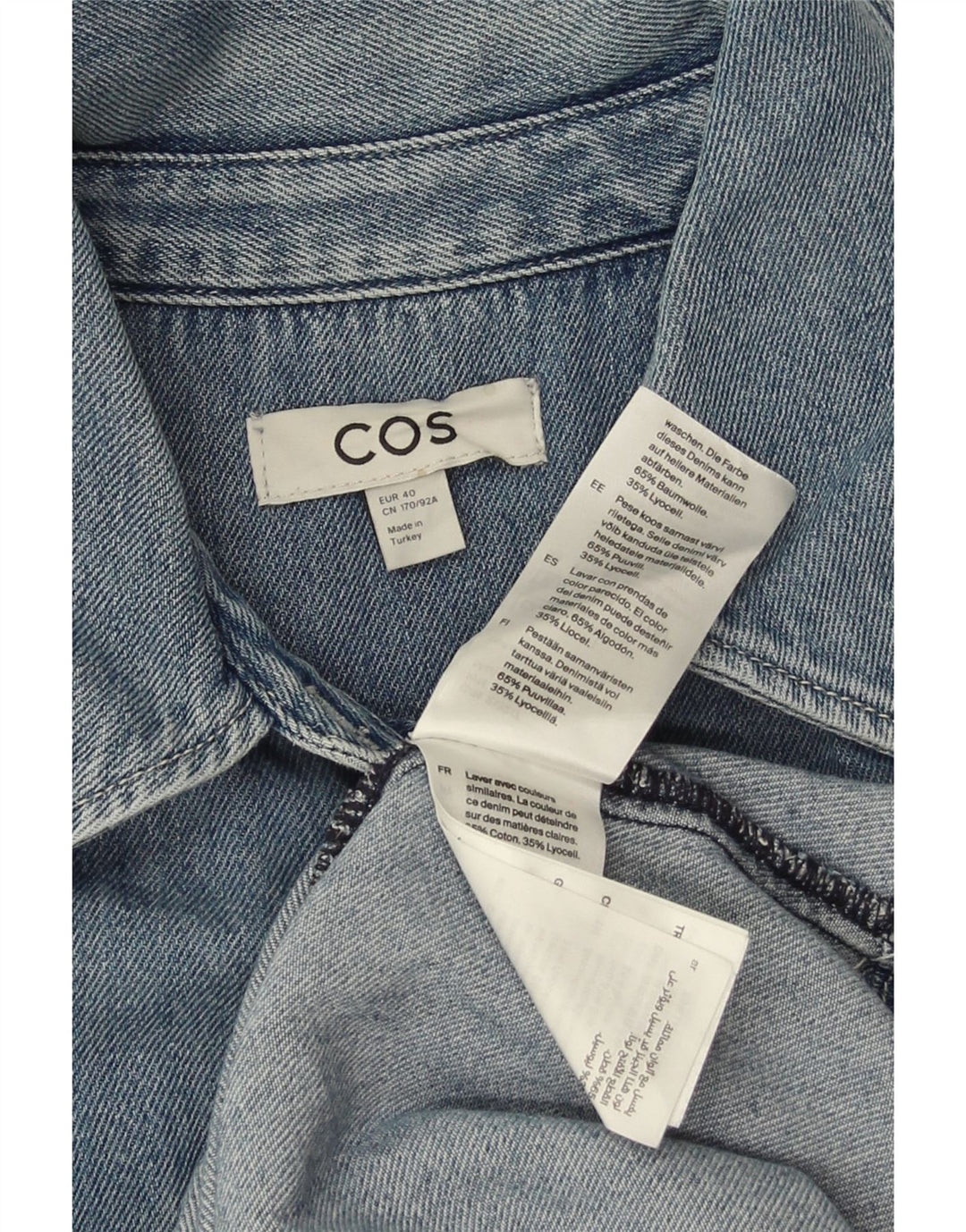 COS Rochie de denim supradimensionată pentru femei cu mânecă scurtă EU 40 Bumbac albastru mediu