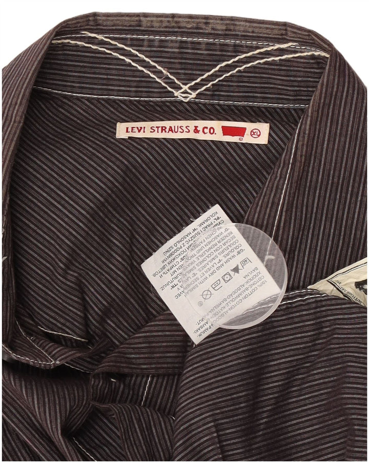 Cămașă pentru bărbați Levi's XL, maro, bumbac cu dungi