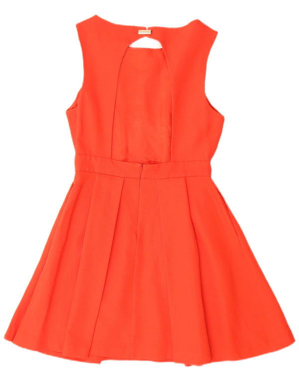 Zara Womens Sleeveless A-Line Dress UK 10 Small Orange Cotton