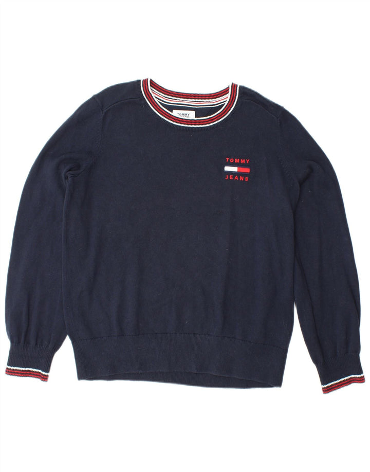 Pulover pentru femei TOMMY HILFIGER Pulover cu decolteu triplu UK 10 Mic Bleumarin
