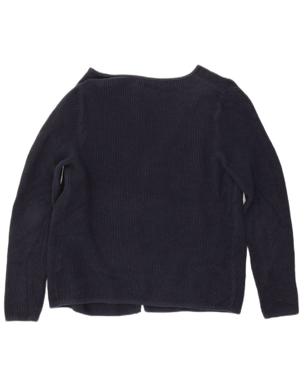 CREW CLOTHING Pulover cardigan deschis pentru femei UK 14 Medium bleumarin Bumbac