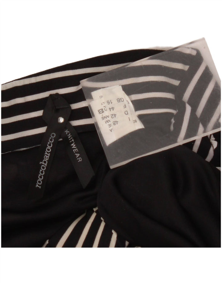 ROCCOBAROCCO Fusta midi pentru femei UK 16 Large Black Spotted Viscose
