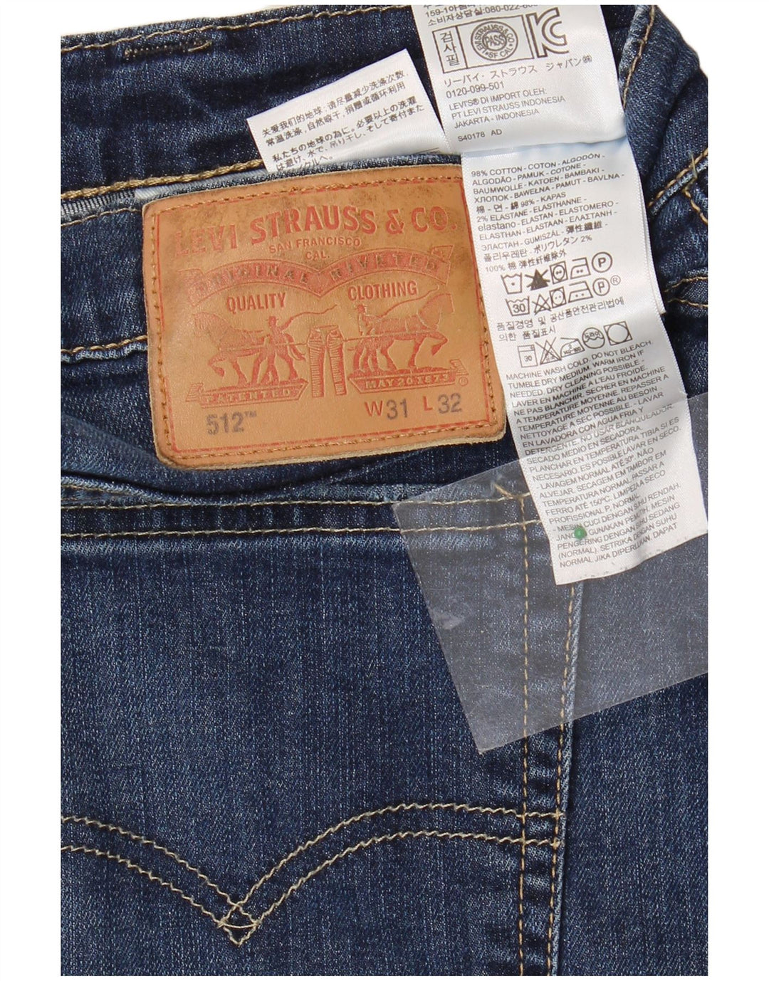 Blugi slim conici 512 pentru bărbați LEVI'S W31 L32 albastru