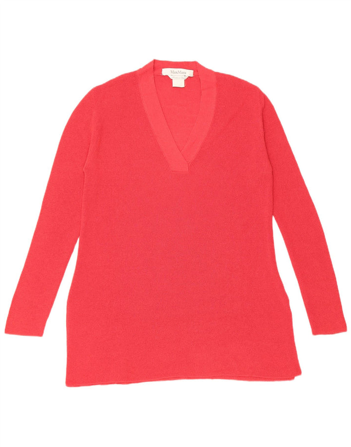 Max Mara Pulover cu decolteu în V pentru femei UK 12 Medium Red