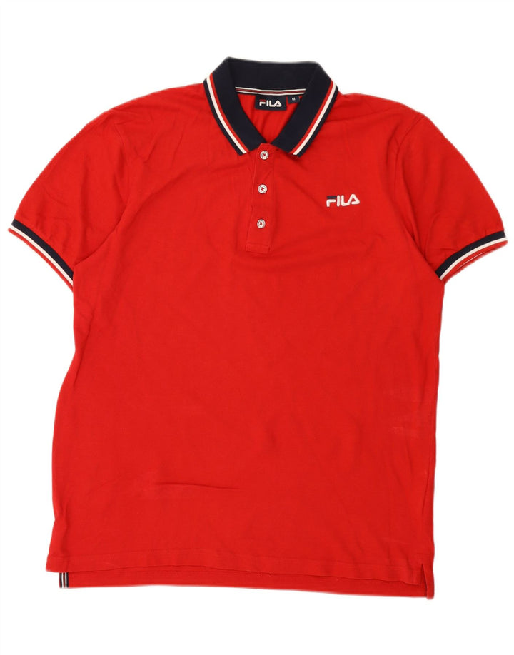 Fila Mens Polo Shirt Medium Red Colourblock Cotton