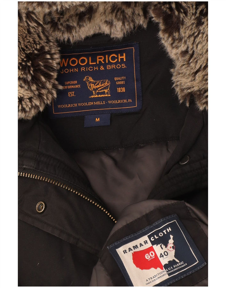 Jachetă căptușită cu glugă Woolrich pentru femei UK 14, bumbac mediu negru
