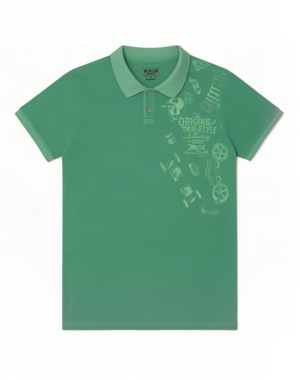 Marlboro Classics Mens Graphic Polo Shirt Small Green Cotton