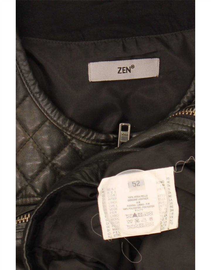 Jachetă motociclist din piele pentru bărbați Zen IT 52 Large Black