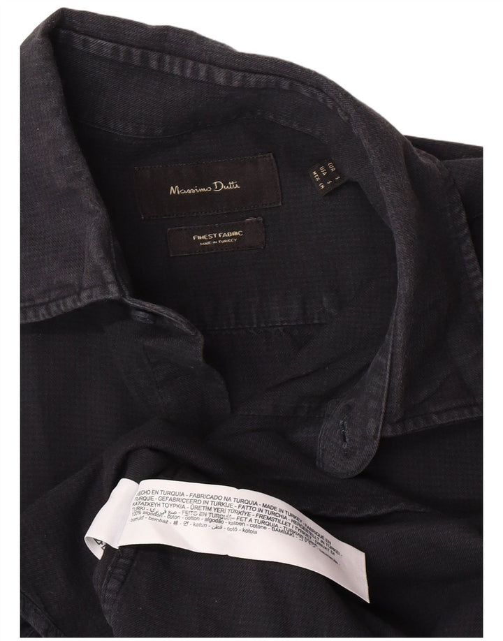 Cămașă Massimo Dutti Bărbați Mic Bumbac Bleumarin