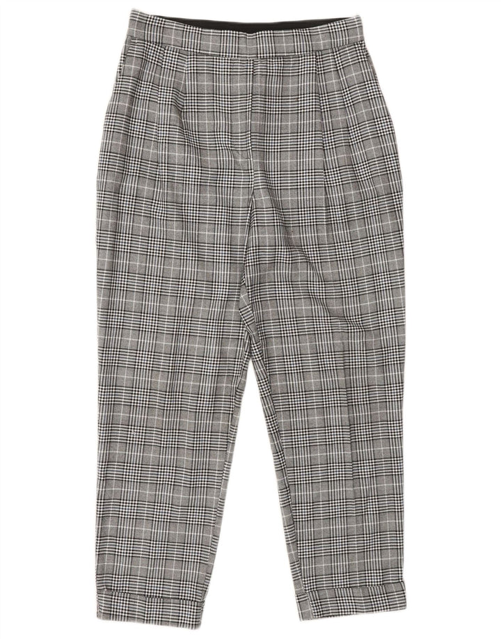 Pantaloni chino conici pentru femei Zara Mici L27 L25 Poliester cu carouri gri