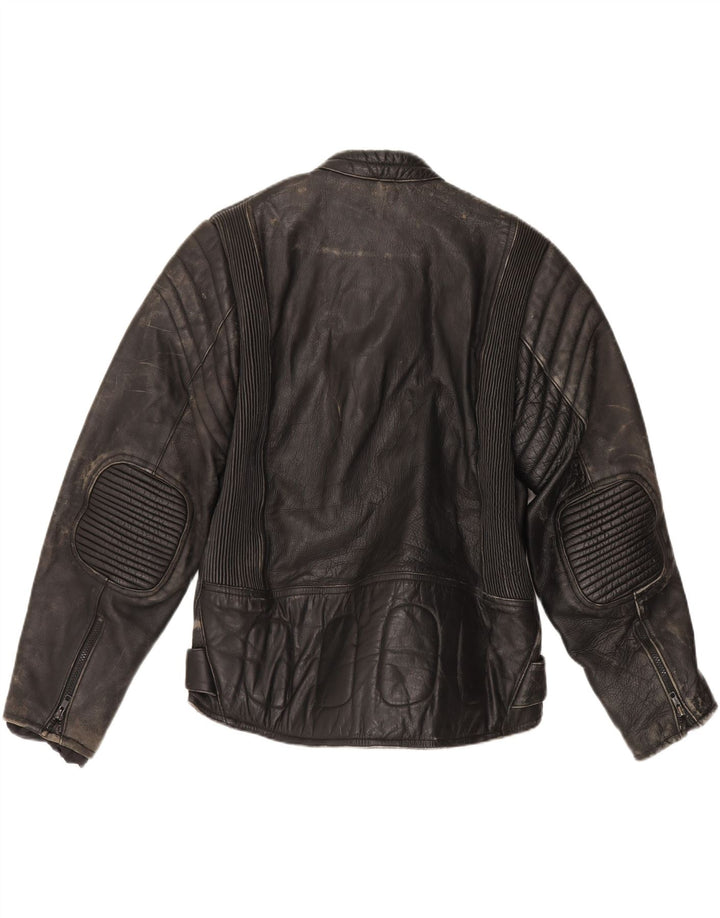 Jachetă vintage pentru bărbați din piele pentru motociclist UK 36, mic, negru