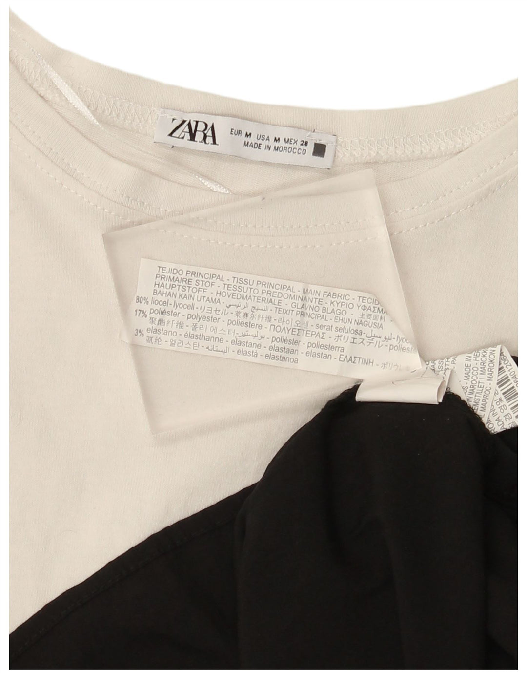 Top supradimensionat pentru femei Zara cu mânecă lungă UK 14 Medium White Colorblock
