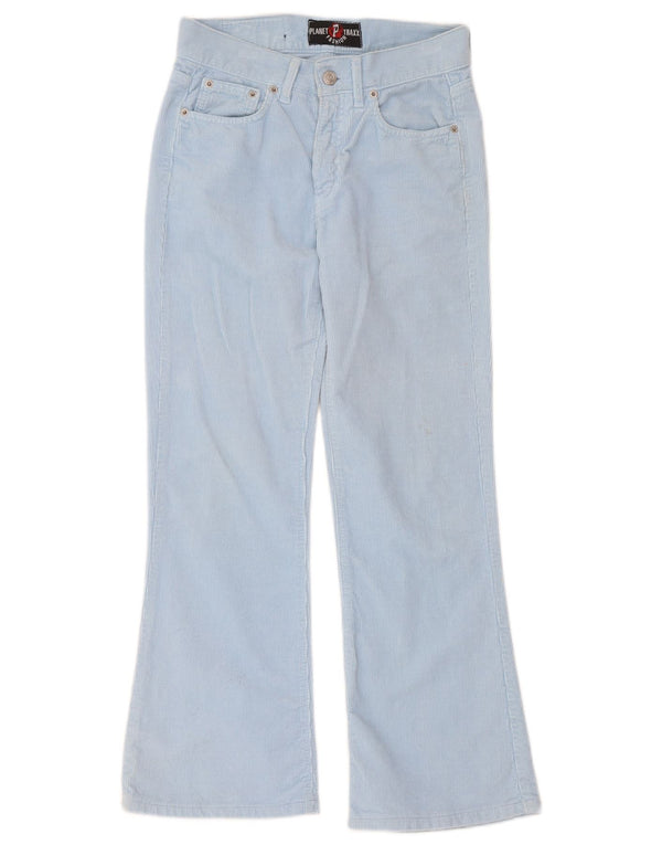 Pantaloni vintage damă bootcut din velur L26 L27 bumbac albastru