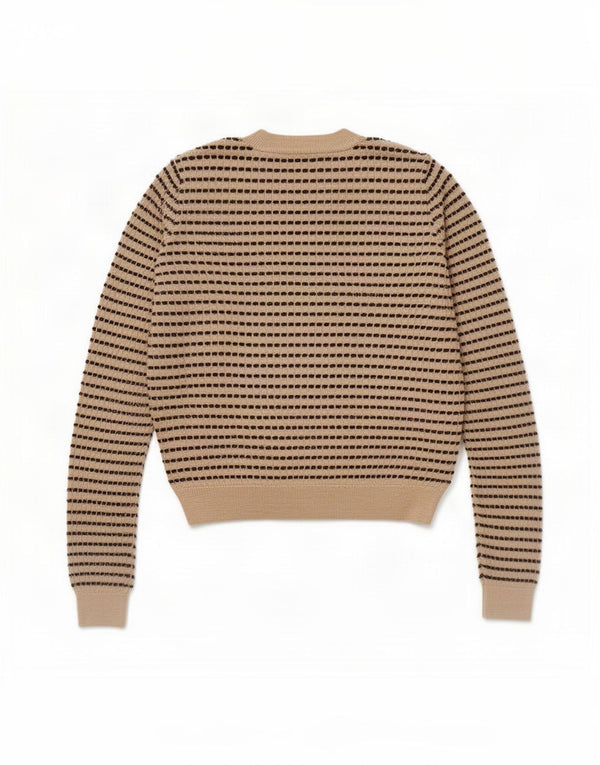 Pulover pentru femeie cu gât de barcă Zara UK 10 mic, bej, cu dungi