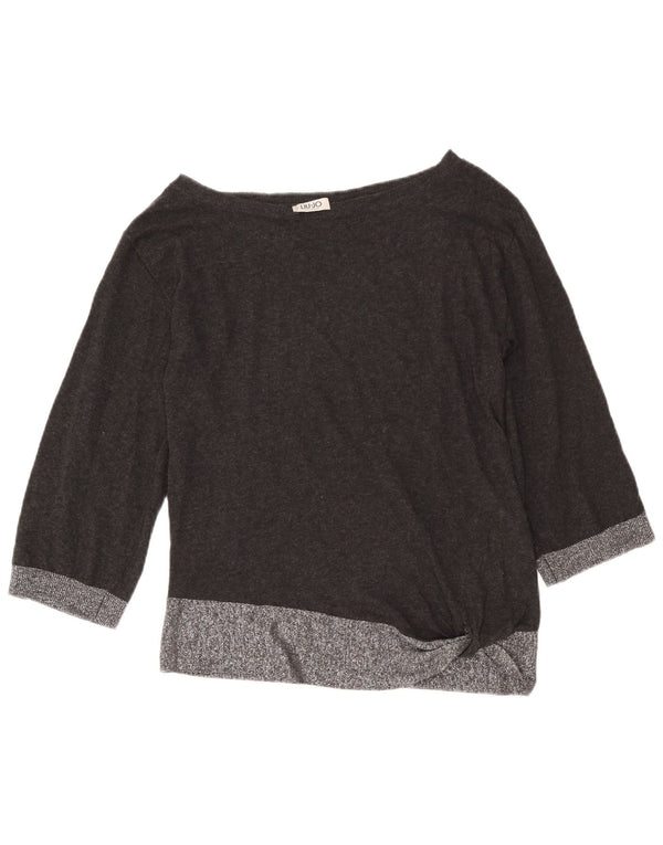 Pulover pentru femei Liu Jo cu decolteu barcă UK 14 Medium Gri Colorblock