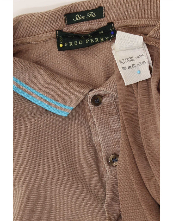 Cămașă polo pentru bărbați Fred Perry, slim, bumbac maro mediu
