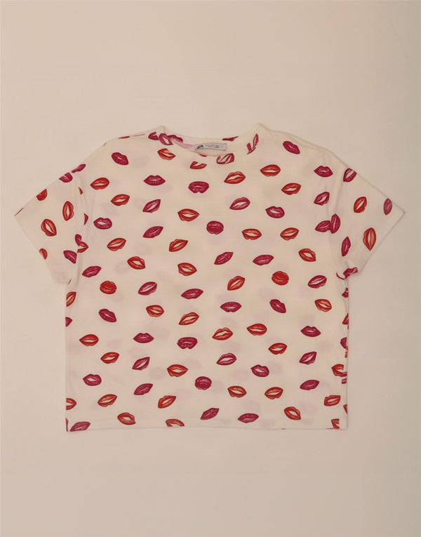 Tricou cu grafic pentru femeie Zara Top UK 10 Small White
