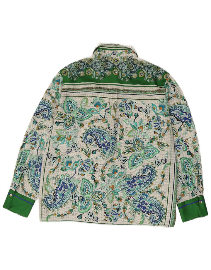 Bluză cămașă pentru femei ZARA UK 14, verde mediu, poliester Paisley