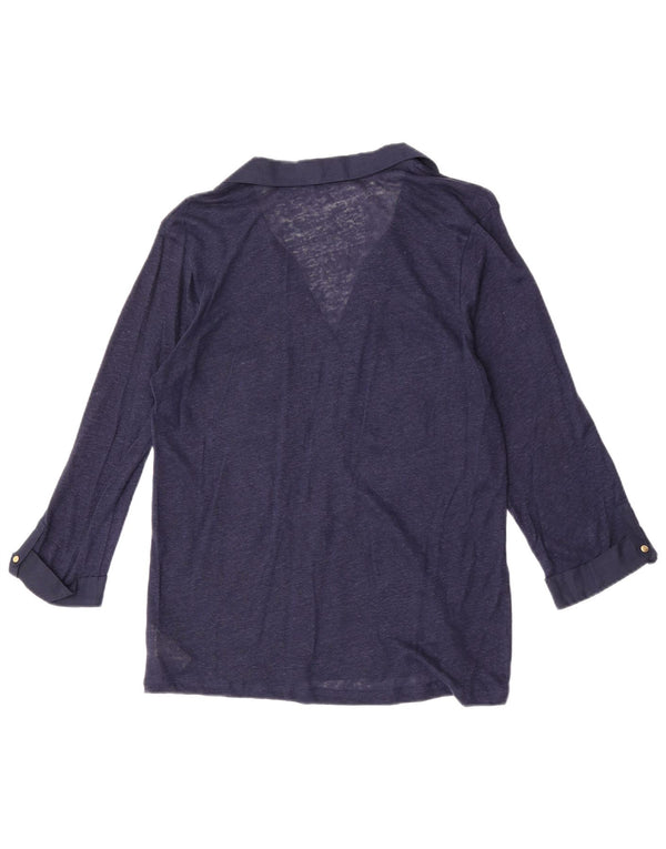 Bluză cămașă cu mâneci 3/4 pentru femei Massimo Dutti, UK 18 XL, bleumarin