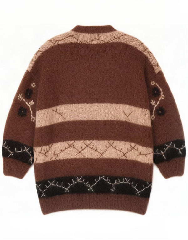 Vintage Pulover Cardigan realizat manual pentru femei Dimensiune 46/48 Maro mare Noutate