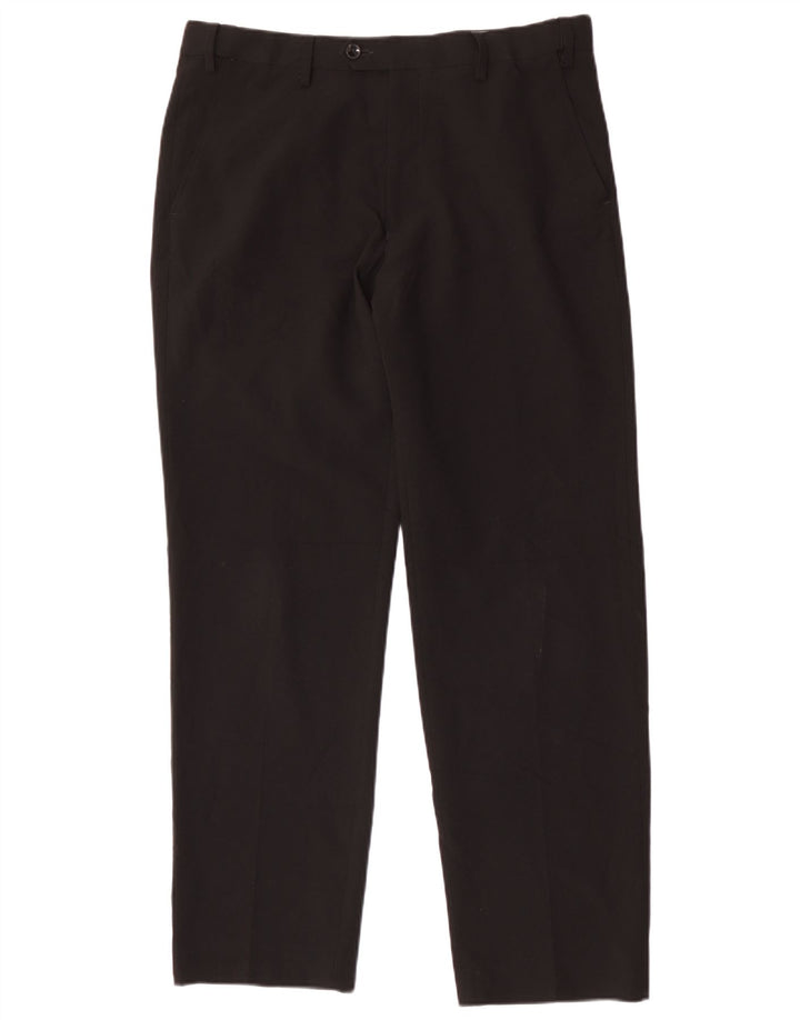 Pantaloni de costum obișnuiți, drepti, pentru bărbați, Marks & Spencer, L34 L31, poliester negru