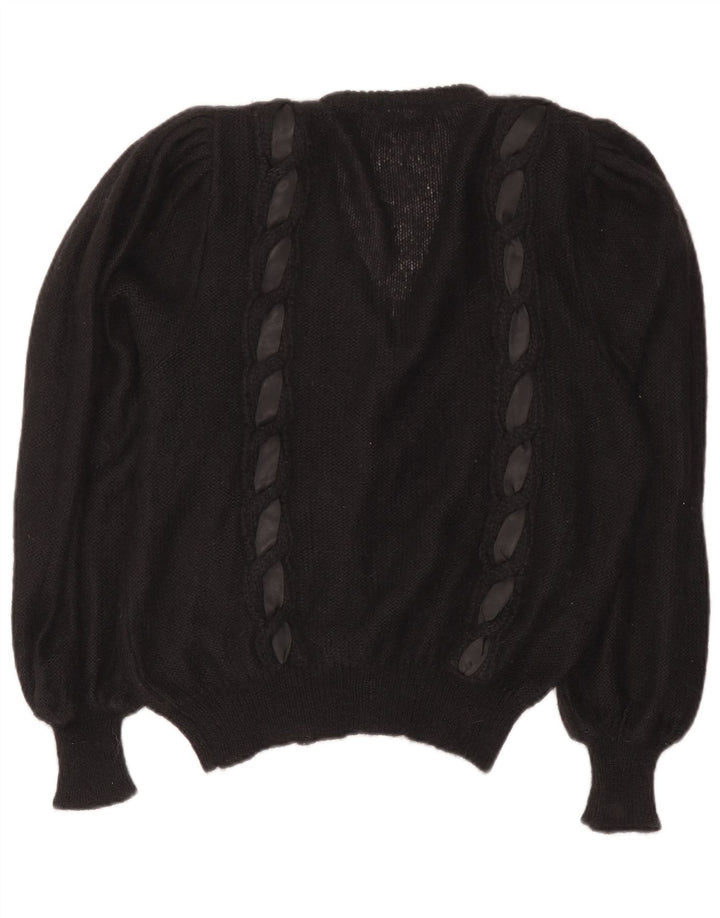 Pulover Cardigan Vintage pentru Damă EU 40 Mohair Negru Mediu
