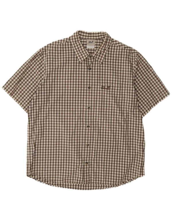 Cămașă Jack Wolfskin pentru bărbați, cu mânecă scurtă, cu tăiere obișnuită, UK 44/46 XL Brown Check