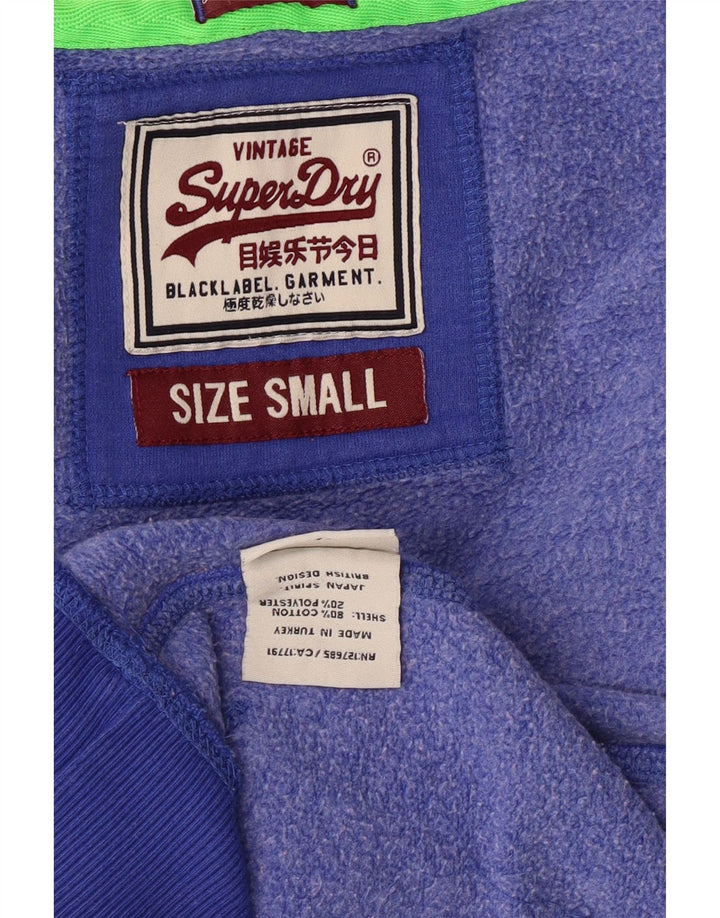 SUPERDRY Pulover cu glugă cu grafic pentru femei UK 10 Small Blue Bumbac