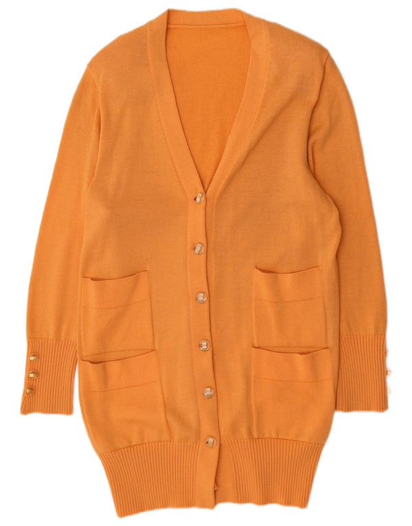 Pulover cardigan cu paragate vintage pentru femei UK 14 Lână galbenă mare