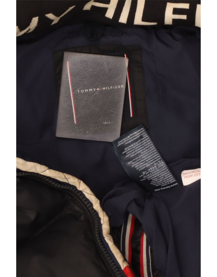 Jachetă căptușită cu glugă Tommy Hilfiger pentru băieți 13-14 ani, poliester negru