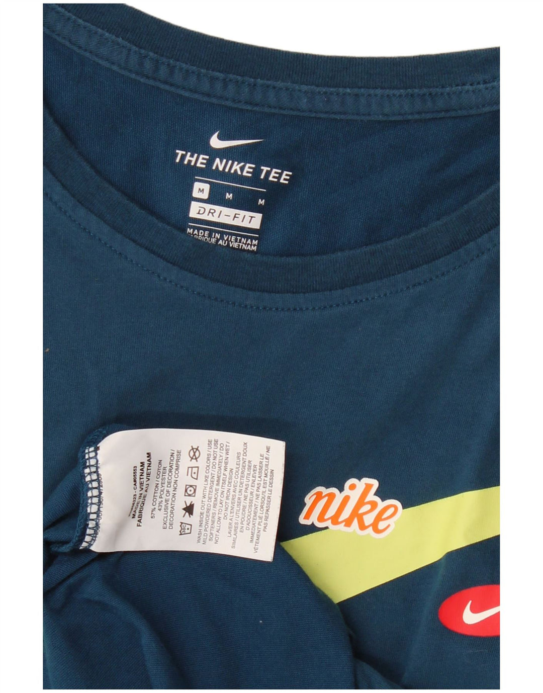 Top cu vestă grafică Nike Dri Fit pentru femei UK 12, bumbac mediu albastru bleumarin