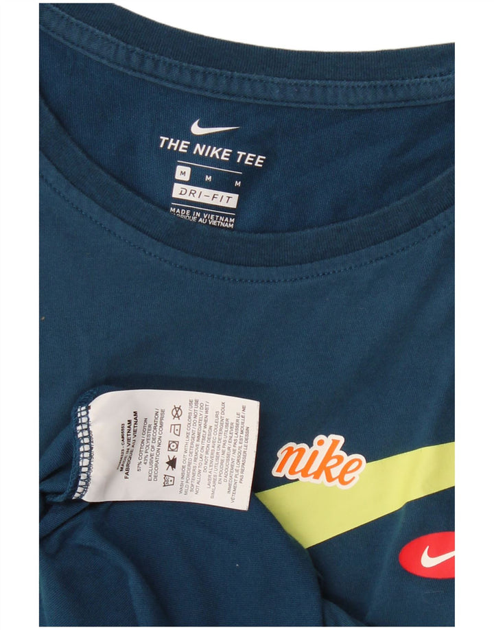 Top cu vestă grafică Nike Dri Fit pentru femei UK 12, bumbac mediu albastru bleumarin