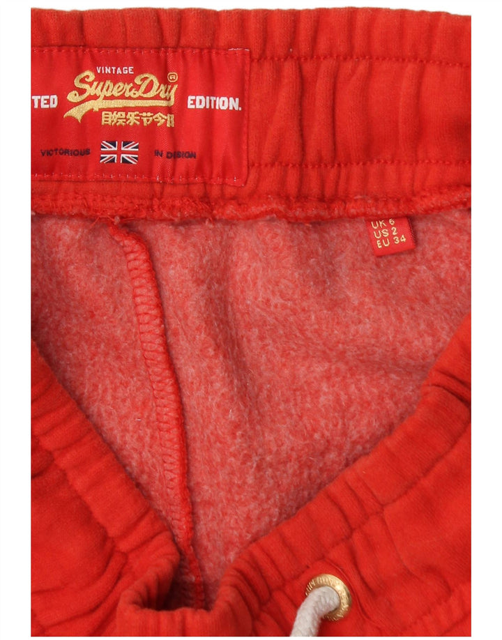 SUPERDRY Pantaloni de trening grafic pentru femei Pantaloni de jogging UK 6 XS Red Colorblock
